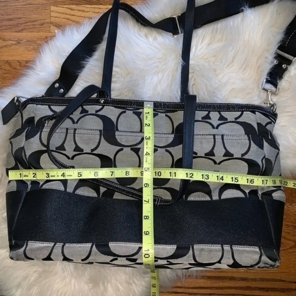 Coach canvas black gray baby diaper bag purse‎